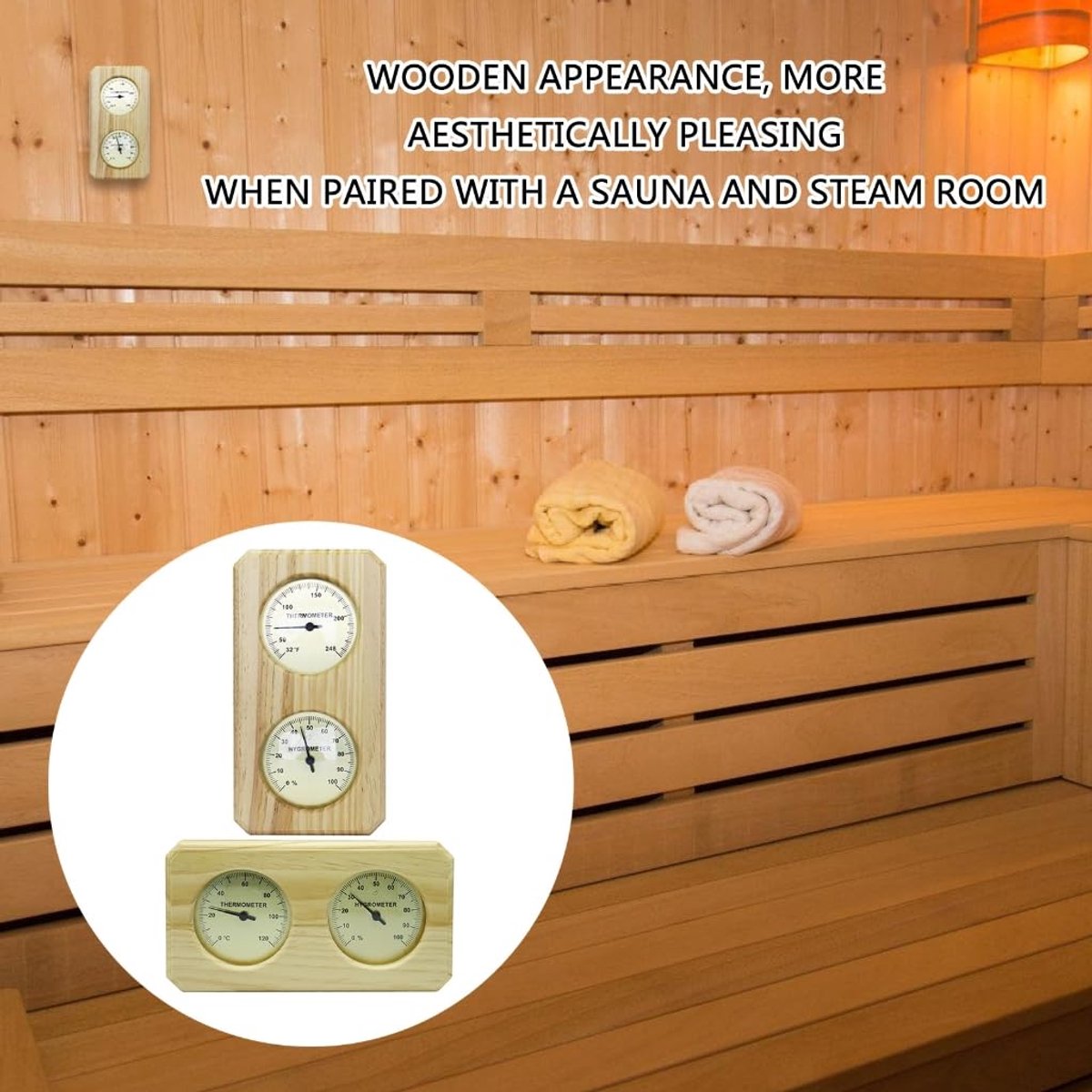 Indoor Thermometer - Indoor Thermometer - Thermometer - Weather Station - Hygrometer - Waterproof Wall-Mounted Thermometer and Hygrometer - Suitable for Indoor Bathroom, Sauna, Baby's Room