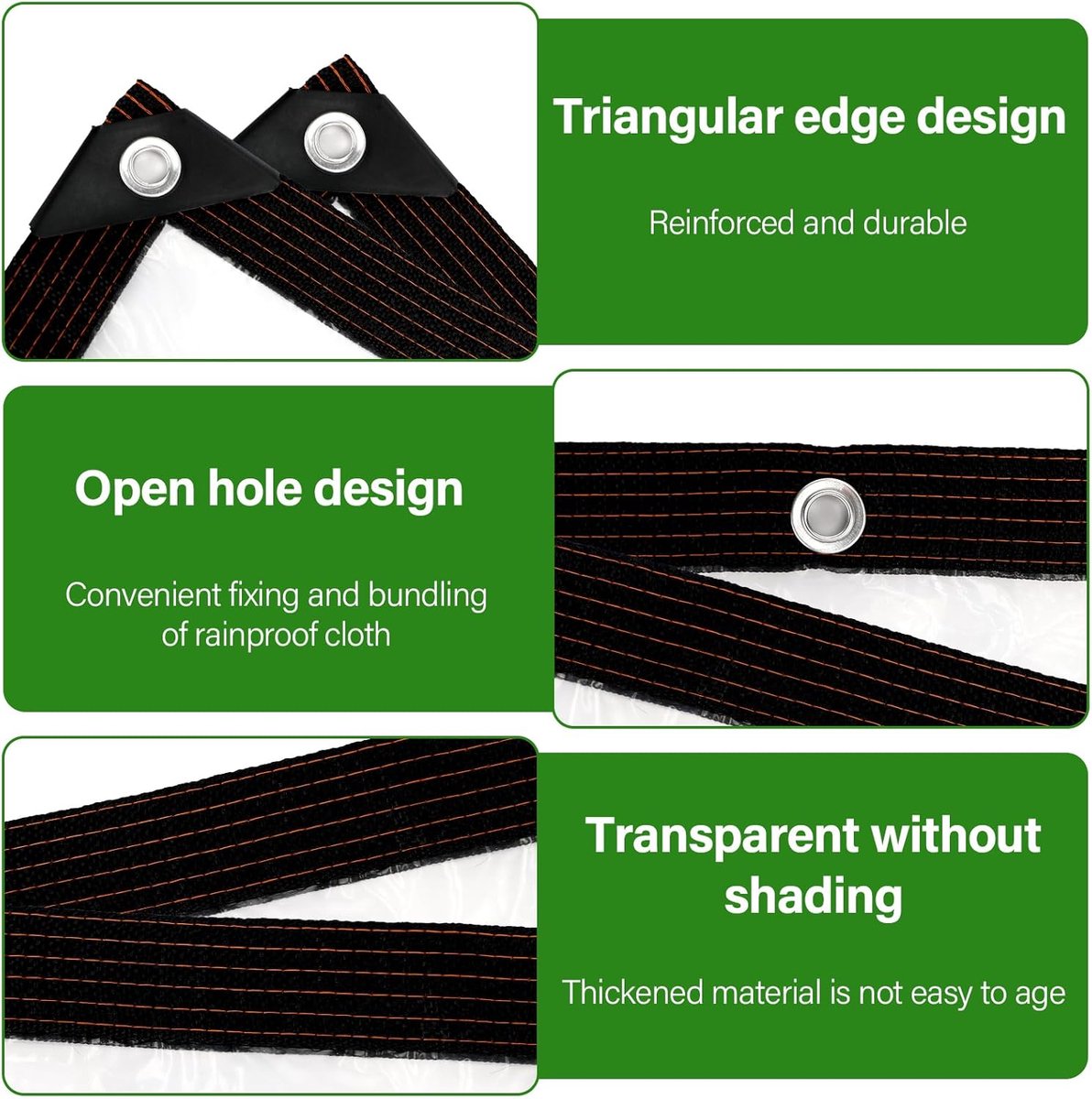 Tarpaulin - Transparent tarpaulin - Transparent tarpaulin with rings - Waterproof transparent tarpaulin - PE tarpaulin - for garden furniture - Planter - Animal shelter - Roof - Rope included - 2 x 3 m