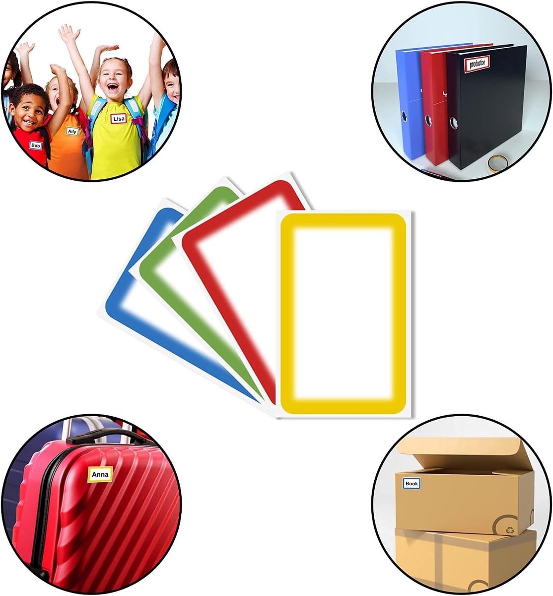 Self-adhesive name labels - Freezer stickers - Moving stickers - Waterproof - Self-adhesive labels - For office, school, gifts, kitchen, bottles, files - 300 pieces - Multi