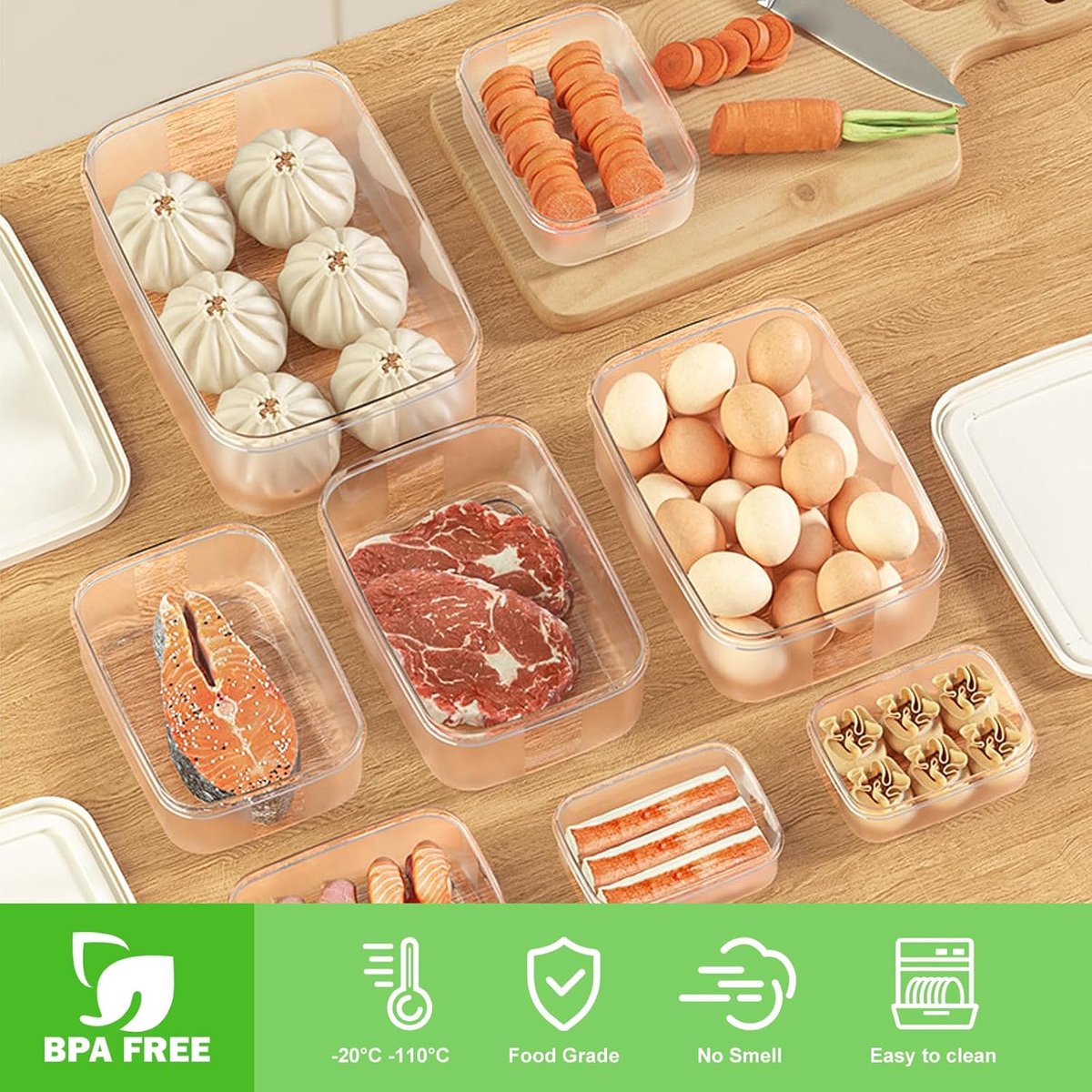 Diepvriesbakjes - Diepvriesbakjes Met Deksel - Voedselcontainers - Duurzame Snackdoosjes - Snoep Opbergdoos - Picknickdoos - Set van 6 plastic voedselcontainers met deksels - Voedselbereidingscontainers - luchtdicht - lekvrij