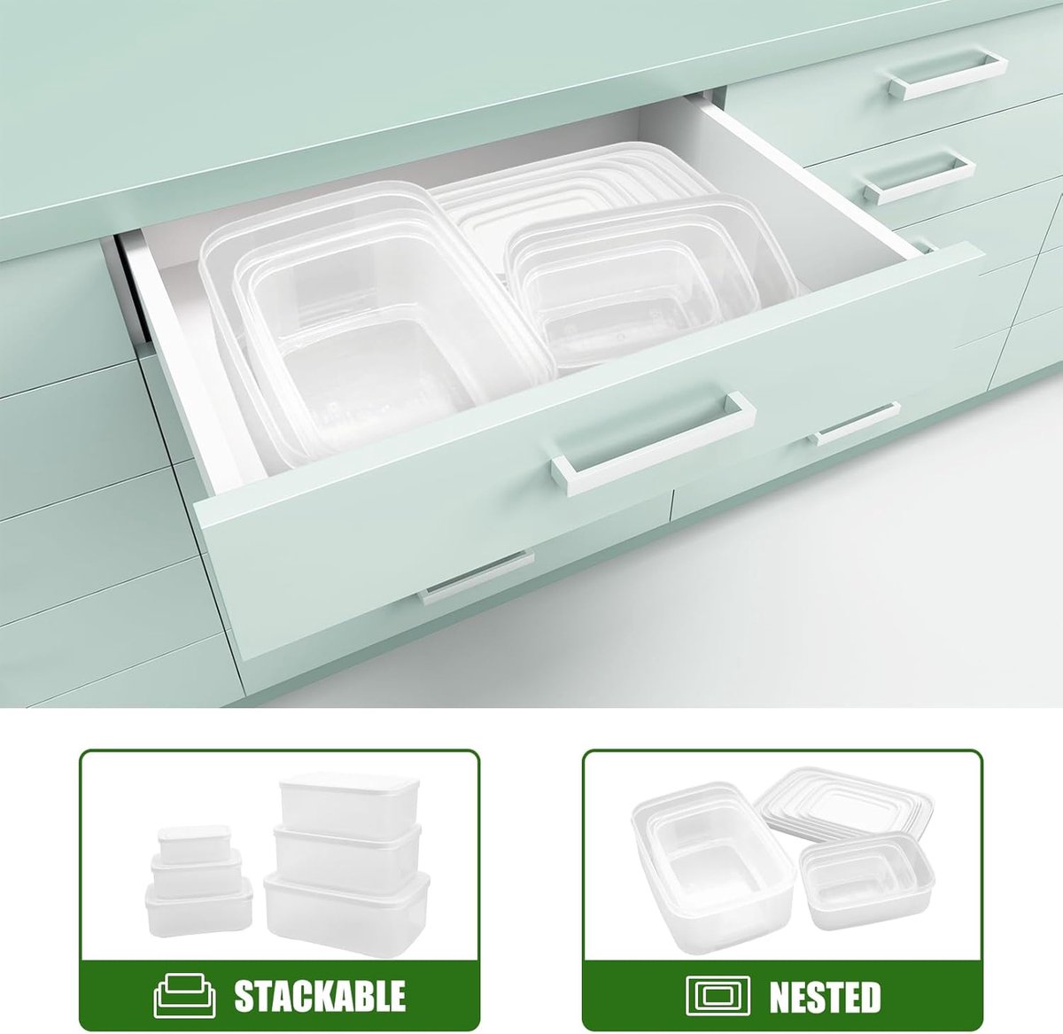 Diepvriesbakjes - Diepvriesbakjes Met Deksel - Voedselcontainers - Duurzame Snackdoosjes - Snoep Opbergdoos - Picknickdoos - Set van 6 plastic voedselcontainers met deksels - Voedselbereidingscontainers - luchtdicht - lekvrij