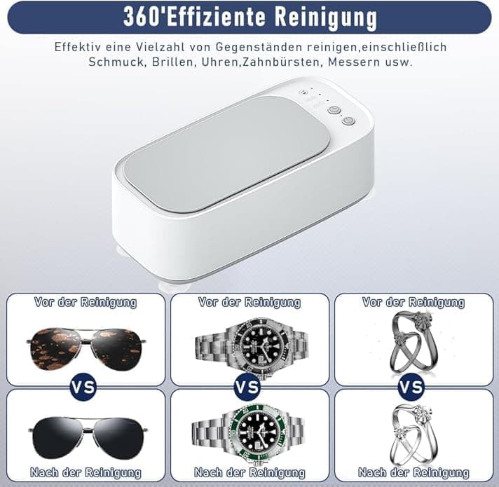 45000Hz Ultrasonic Cleaner with 3 Cleaning Modes for Glasses Jewelry Dentures, Pink
