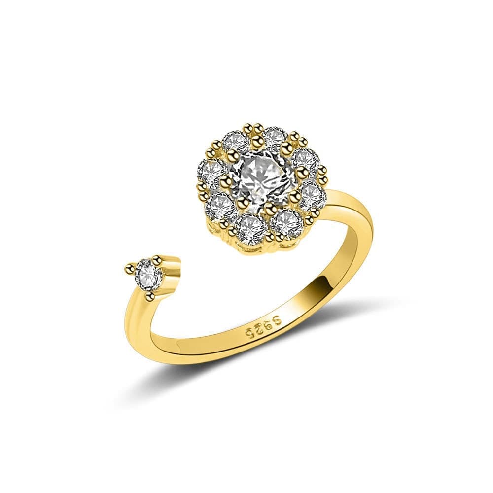 8 Piece Adjustable Antistress Fidget Ring Set with Rotating Beads Gold