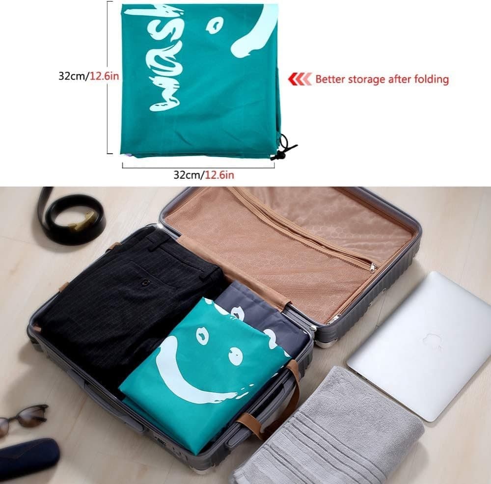 Foldable Laundry Bag for Travel, Large, Blue, Compatible with Dirty Clothes Storage