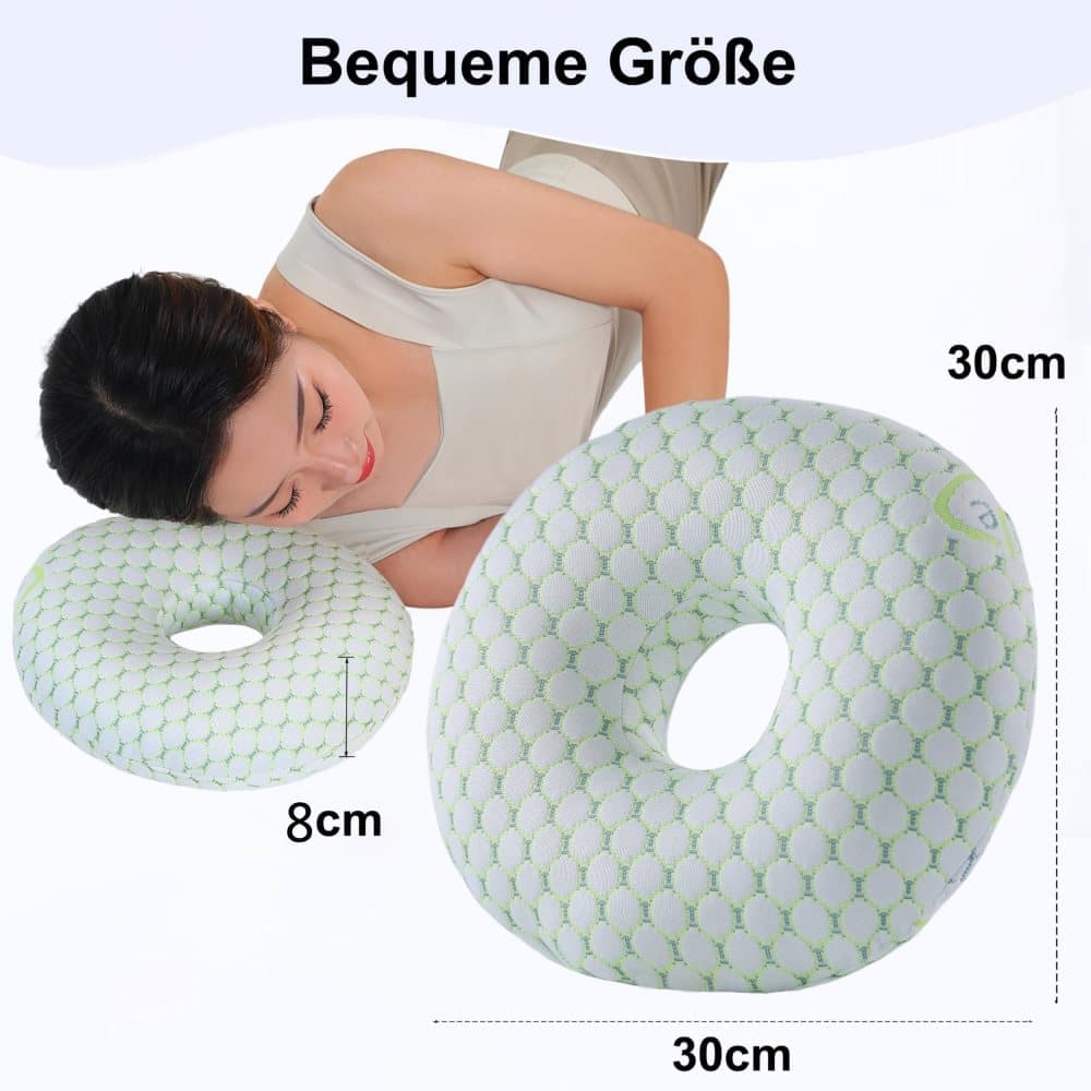 Ear Pillow for Side Sleeping, Ergonomic Perforated Design, Comfortable Pressure Relief, Pink