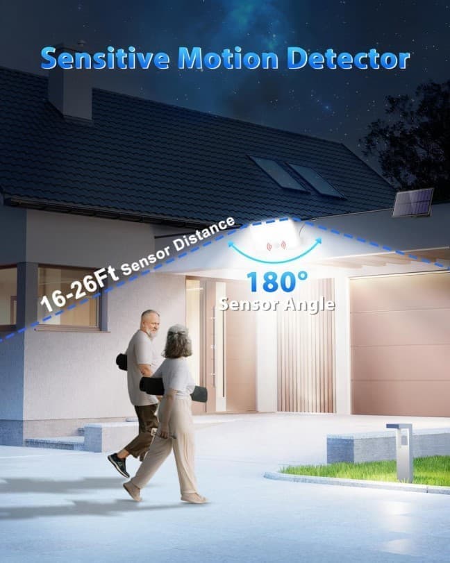 172 LED Solar Light Outdoor with Motion Sensor, IP65 Waterproof, 3 Modes for Garden and Driveway
