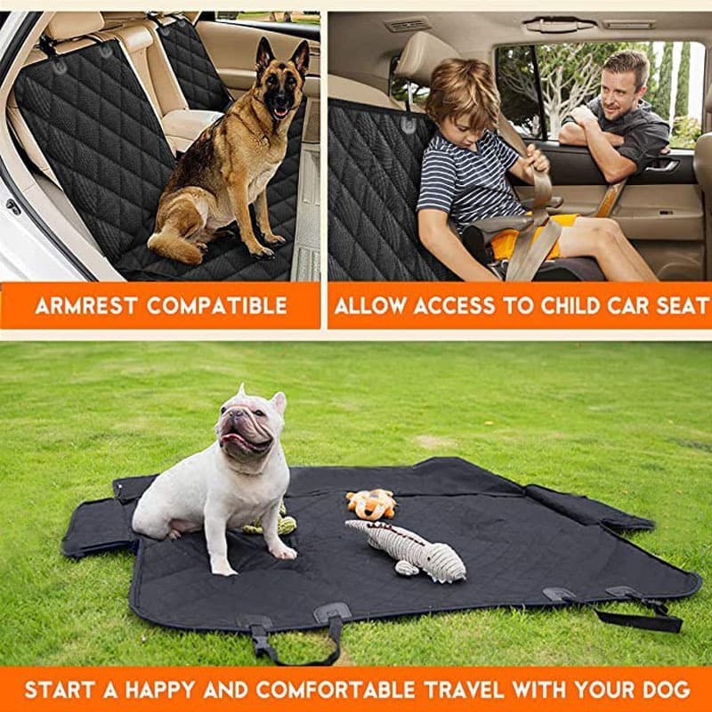 Waterproof Dog Car Seat Protector Mat 1 Pack, Compatible with Most Vehicles, 60 x 120 cm, Black