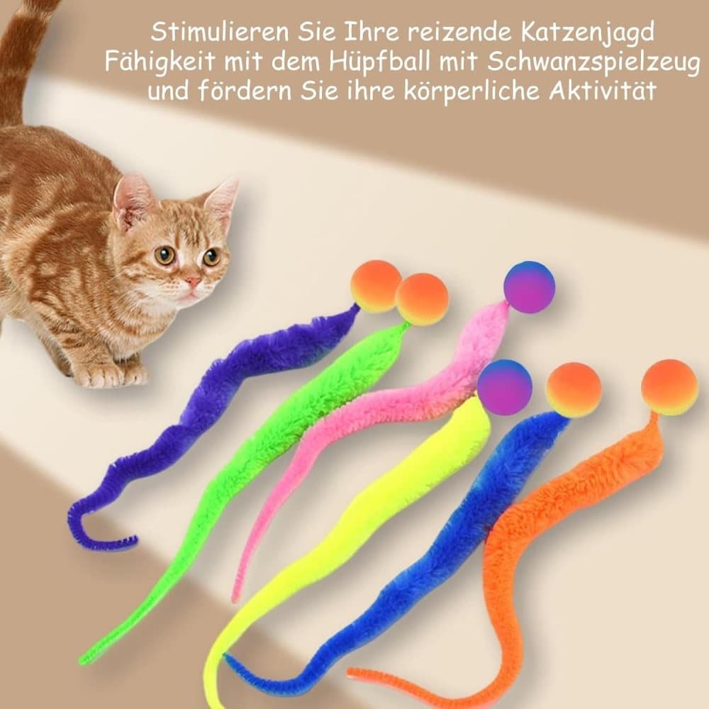 6-Pack Cat Toy, Colorful Interactive Balls with Tail for Play & Exercise