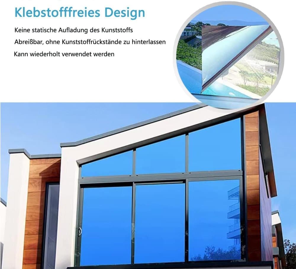 50cmx2m Self-Adhesive Window Film Mirror Reflective Sun Protection UV Block Heat Privacy, Blue