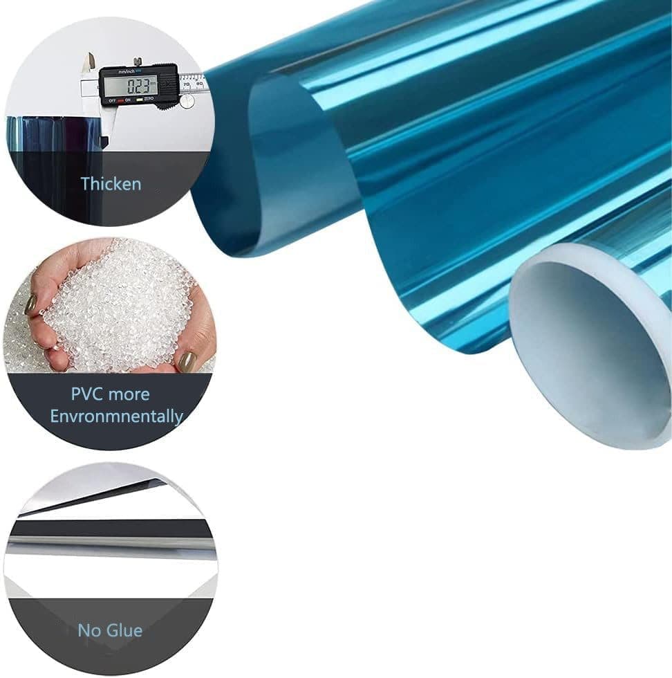 50cmx2m Self-Adhesive Window Film Mirror Reflective Sun Protection UV Block Heat Privacy, Blue