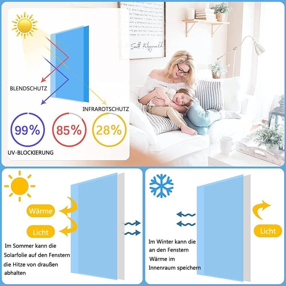 50cmx2m Self-Adhesive Window Film Mirror Reflective Sun Protection UV Block Heat Privacy, Blue