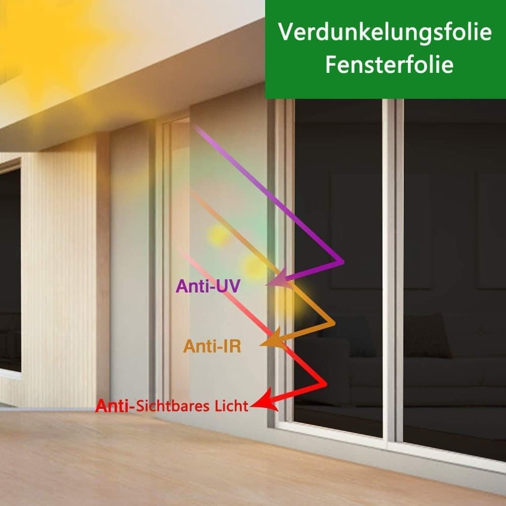 40cmx5m Self-Adhesive Window Film Mirror Reflective Black, Blocks Heat and UV Radiation for Sun Protection and Privacy