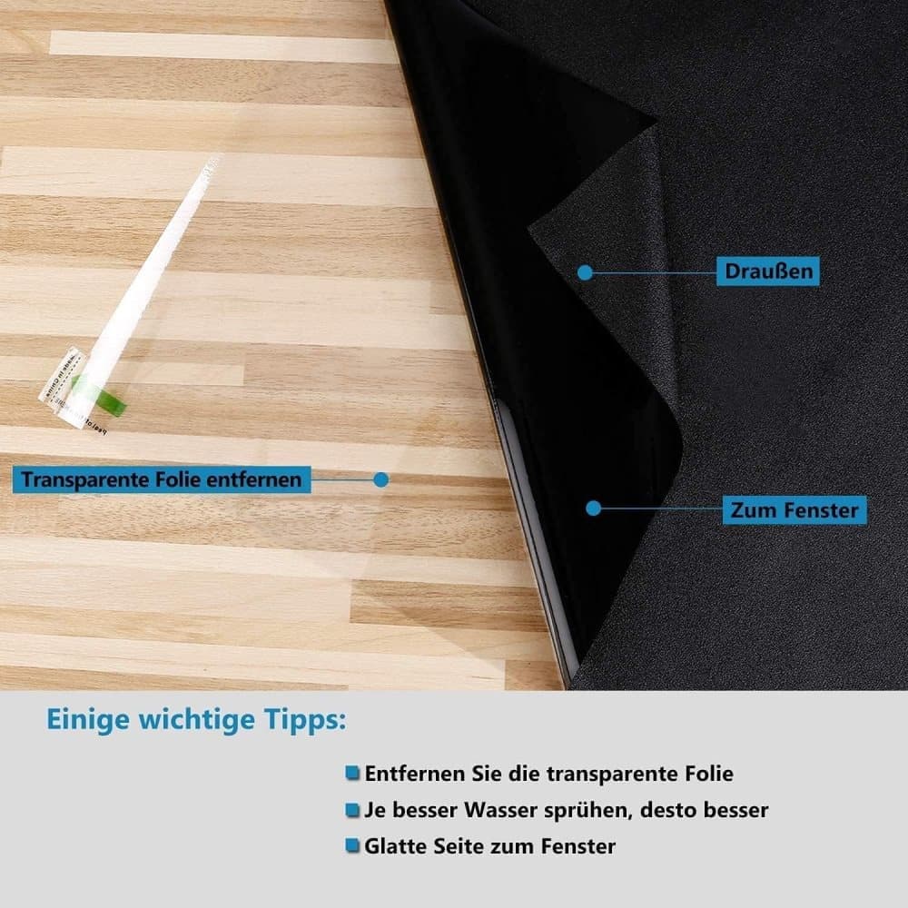 40cmx5m Self-Adhesive Window Film Mirror Reflective Black, Blocks Heat and UV Radiation for Sun Protection and Privacy