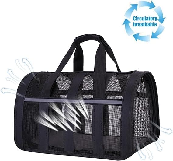 1 Pack Foldable Pet Carrier Bag for Cats and Dogs, Soft Breathable Travel Bag, Black, L