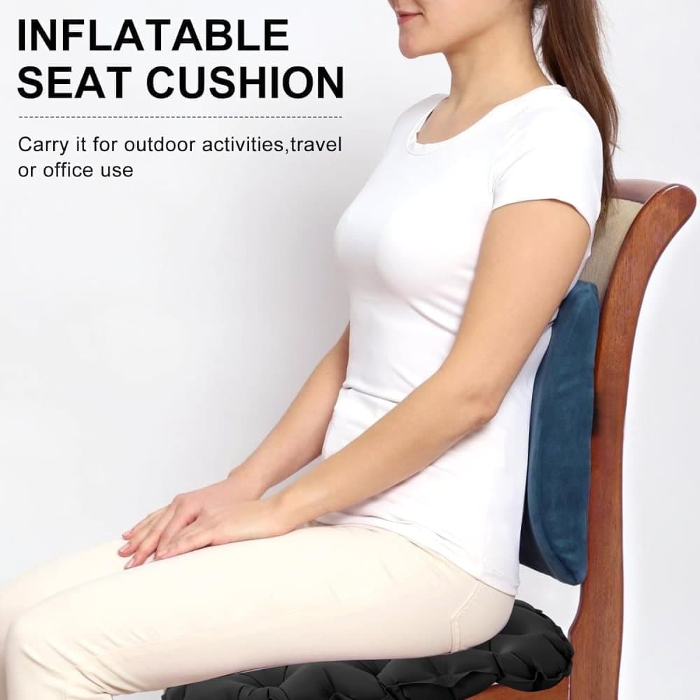 Inflatable Seat Cushion Stool Light Blue, Waterproof Lightweight Portable for Outdoors and Offices