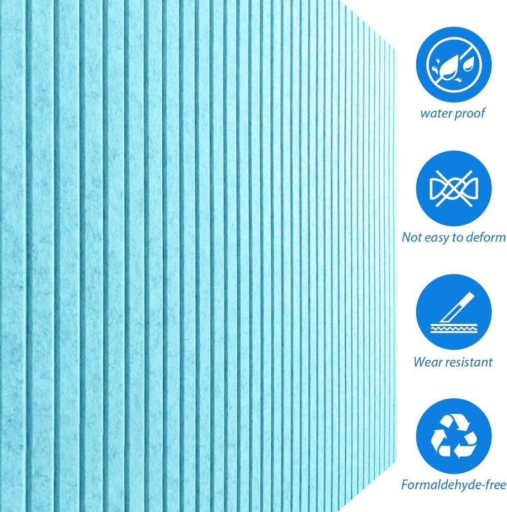 30x45cm Self-Adhesive Photo Board, Decorative Cork and Acoustic Wall Panel Bulletin Board for Photos and Messages, Compatible with Home and Office, Blue