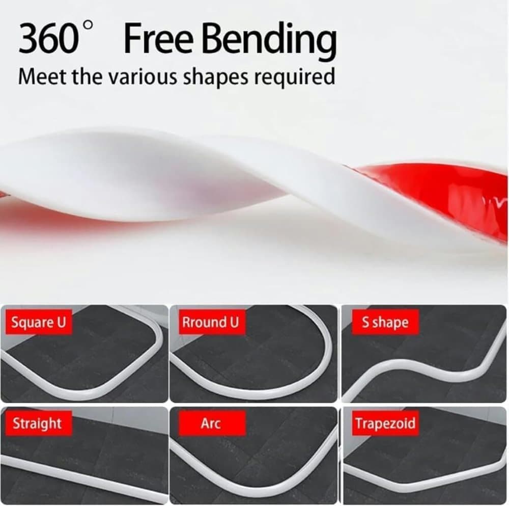 5 m Self-Adhesive Shower Strip Water Barrier, Transparent, with Self-Adhesive Strip, Multiple Colors and Lengths