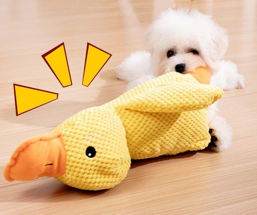 1 Calming Plush Duck Dog Toy with Squeaker for Small Dogs, M