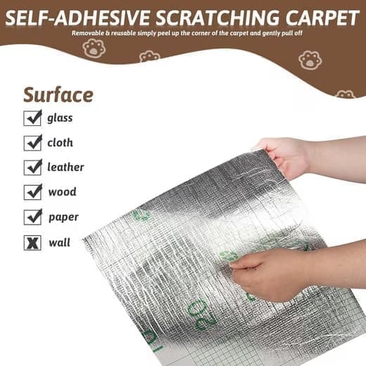 40cm x 200cm Self-Adhesive Cat Scratching Board, Wall and Sofa Protector, DIY Corner Mat for Cats, Dark Gray