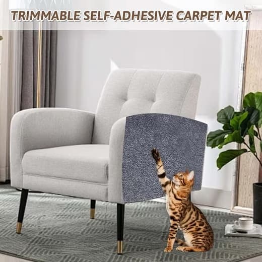 40cm x 200cm Self-Adhesive Cat Scratching Board, Wall and Sofa Protector, DIY Corner Mat for Cats, Dark Gray