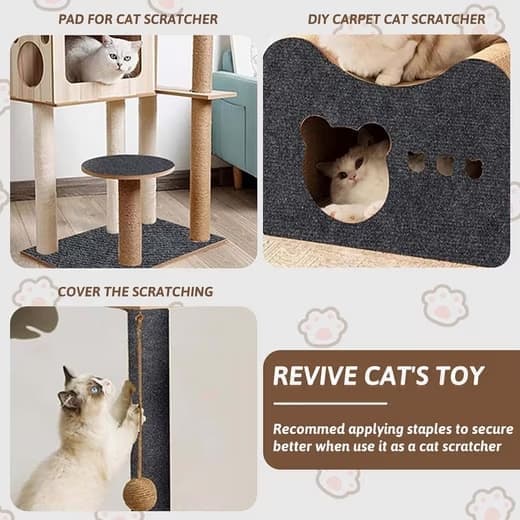 Self-Adhesive Cat Scratching Board, Wall and Sofa Protector for Cats, DIY Corner Mat, Light Gray, 40cm x 200cm