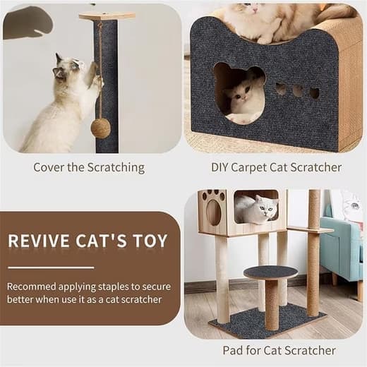 Self-Adhesive Cat Scratching Board Wall and Sofa Protector DIY Corner Mat for Cats, 40cm x 200cm, Brown