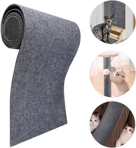 Self-Adhesive Cat Scratching Board Wall and Sofa Protector DIY Corner Mat for Cats, 40cm x 200cm, Brown