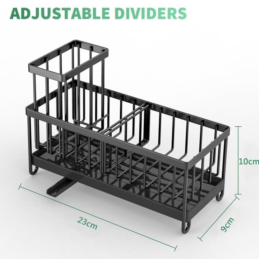 Stainless Steel Sink Rack Drain Organizer, compatible with most sinks, Gray