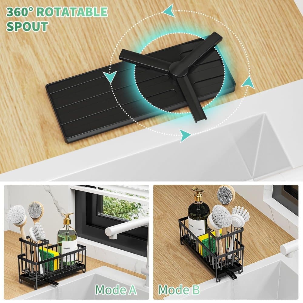 Stainless Steel Sink Rack Drain Organizer, compatible with most sinks, Gray