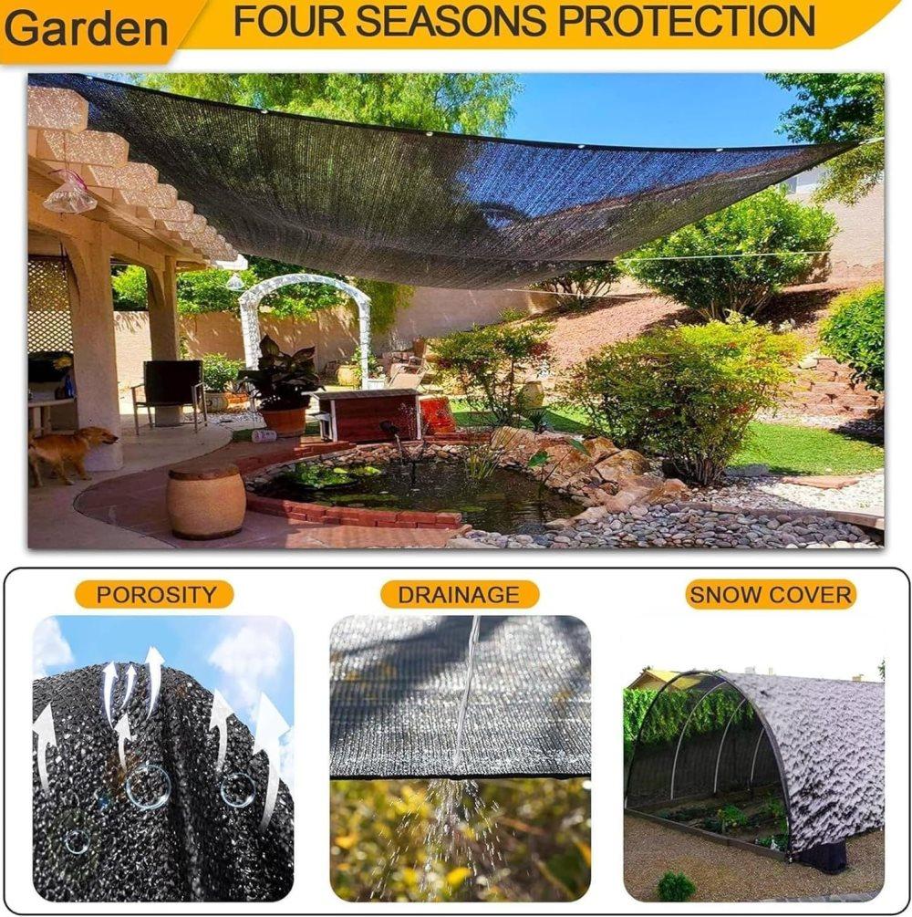 3x3m HDPE Sun Protection Net, Thick Dense UV Protection Fabric for Garden Greenhouse and Patio, Heat Insulating