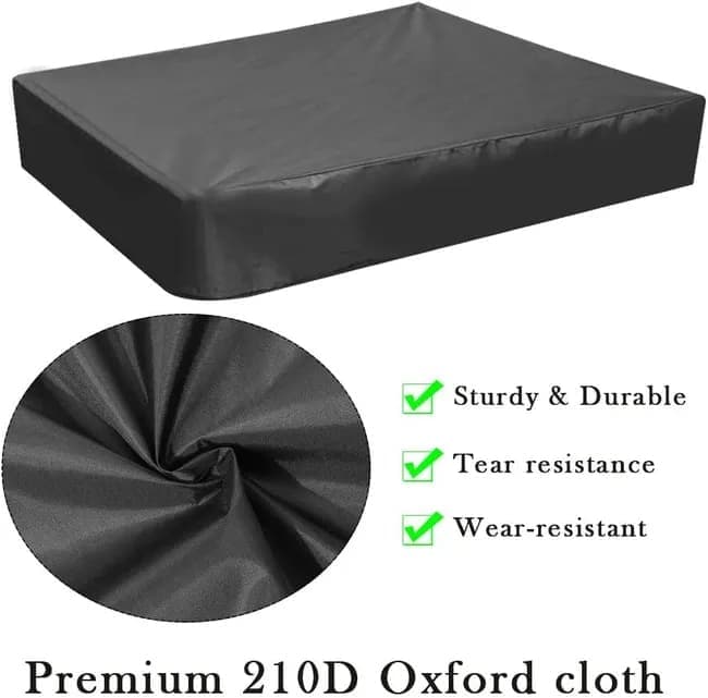 Waterproof Sandbox Cover 120x120cm, Black, Oxford Fabric UV Protection Dustproof with Drawstring, Portable for Garden Pool Furniture