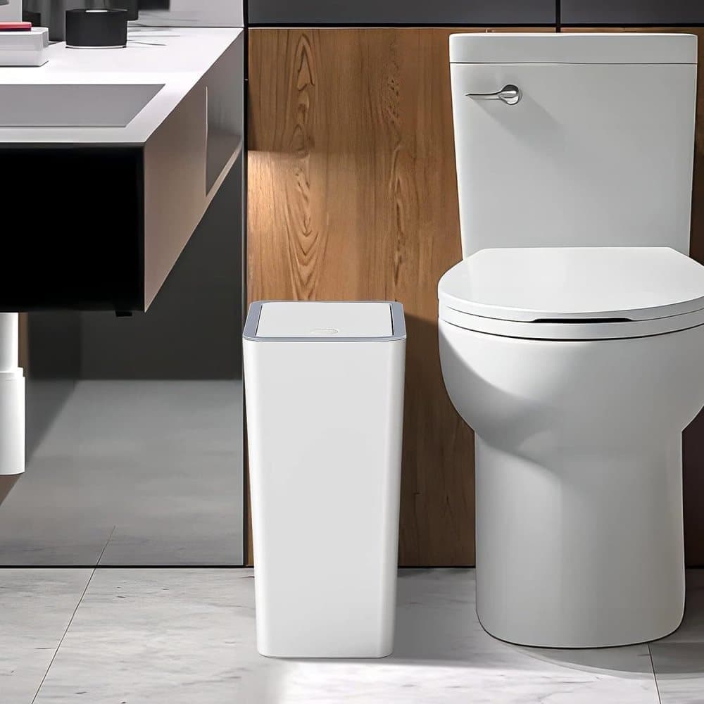 10L Gray Trash Can with Lid, Durable Corrosion-Resistant Odor and Leak Proof for Kitchen Bathroom Living Room, 10L