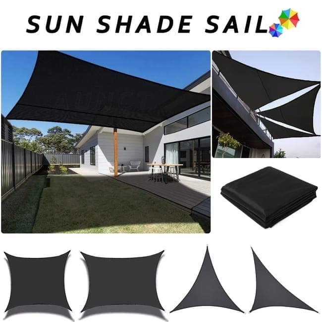 5x5x5m Waterproof Outdoor Triangular Sun Sail UV Protective Shade Net for Camping Garden and Pool, Dark Yellow
