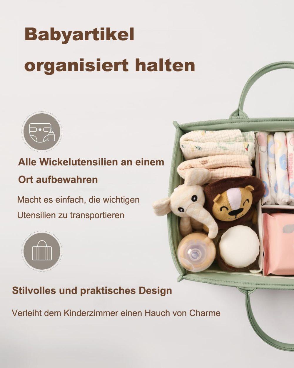 Breathable Water Resistant Baby Diaper Storage Basket Large Capacity Multifunctional for Home and Travel, Green