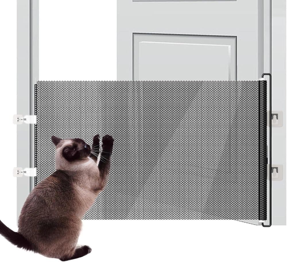 Retractable Safety Gate for Dogs, 80cm x 72cm (40x125cm), Protective Fence for Doorways and Stairs