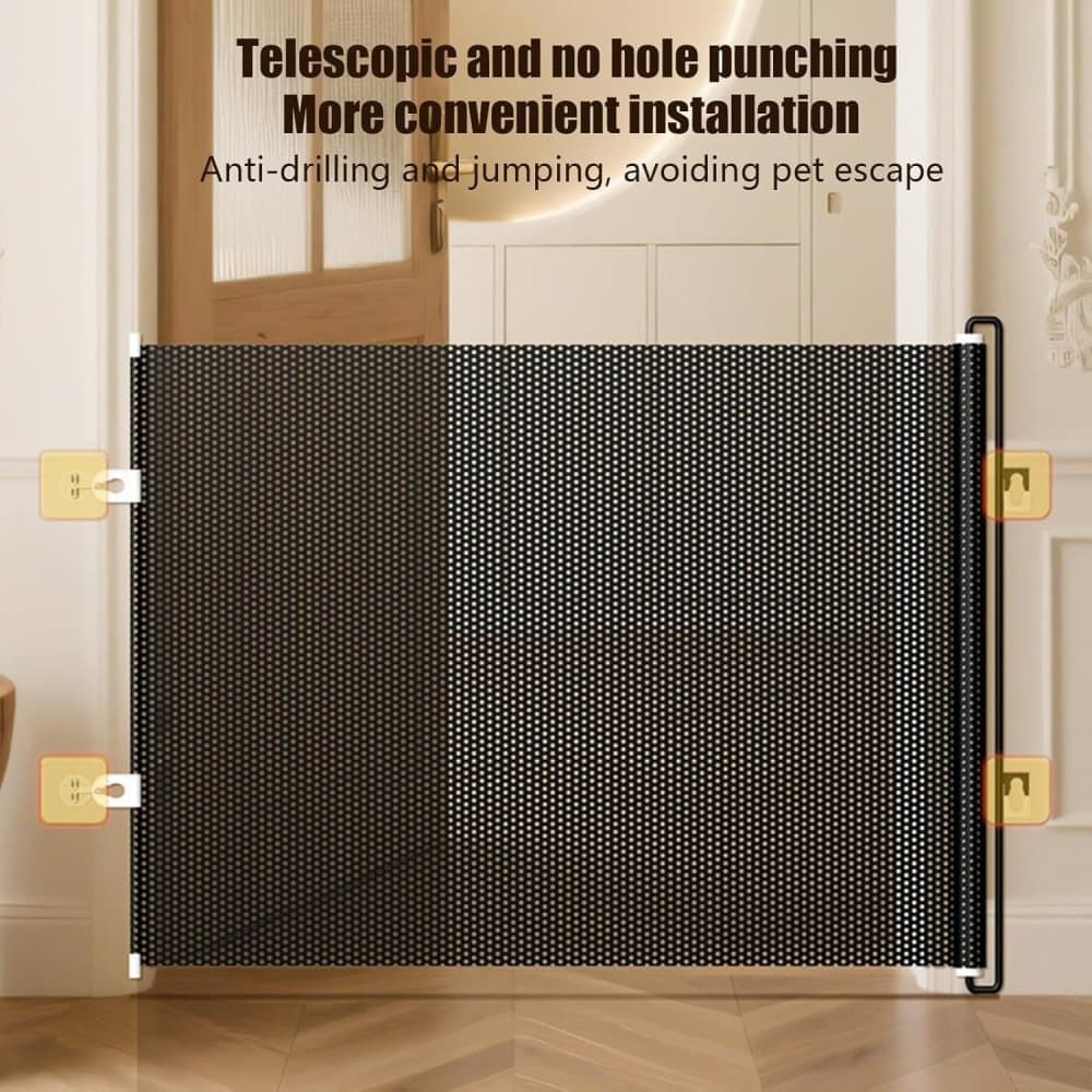 Retractable Safety Gate for Dogs, 80cm x 72cm (40x125cm), Protective Fence for Doorways and Stairs