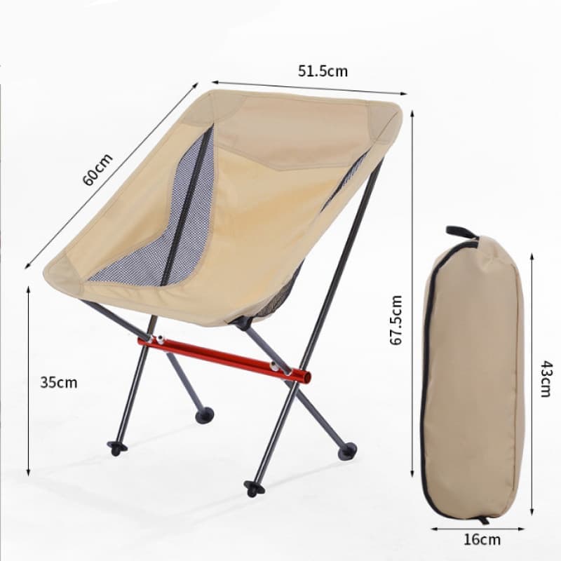 Lightweight Folding Camping Chair with Carry Bag, Padded Collapsible Sun Chair for Hiking, Portable and Comfortable, Beige