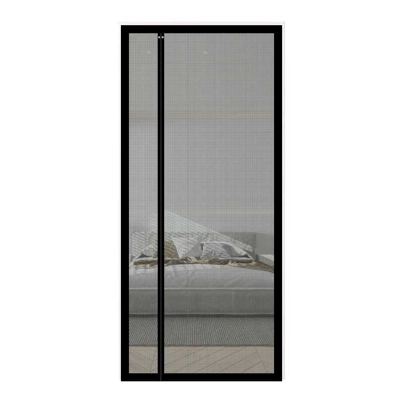 Durable Magnetic Mosquito Net Door Self-Adhesive Side Opening Curtain Removable Insect Fly and Cat Proof, 100x210cm, Black