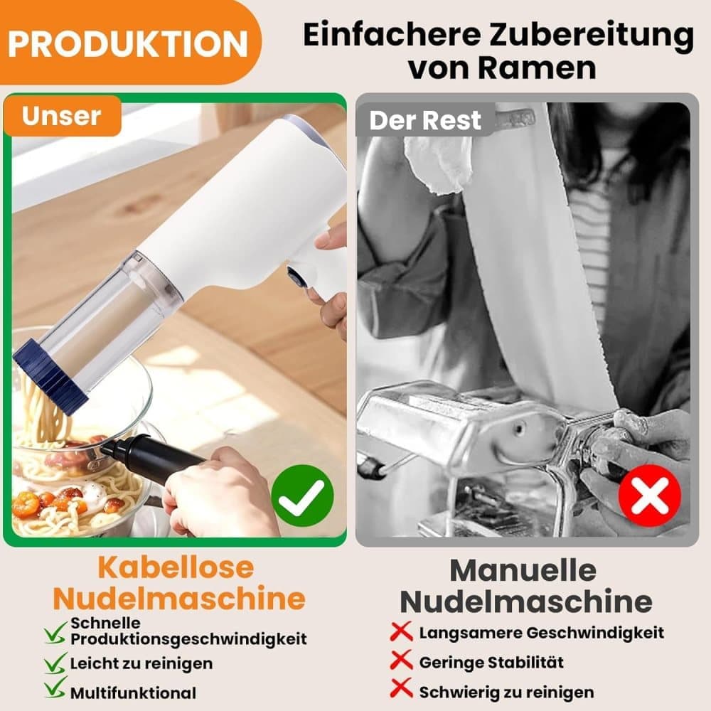 6-in-1 Automatic Electric Pasta Maker Machine, Handheld with Ergonomic Design, Easy to Clean