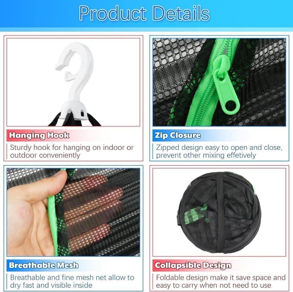 3 Layer Hanging Drying Net with Zipper, Foldable Garden Drying Net for Plants Seeds and Fish, 40x60cm