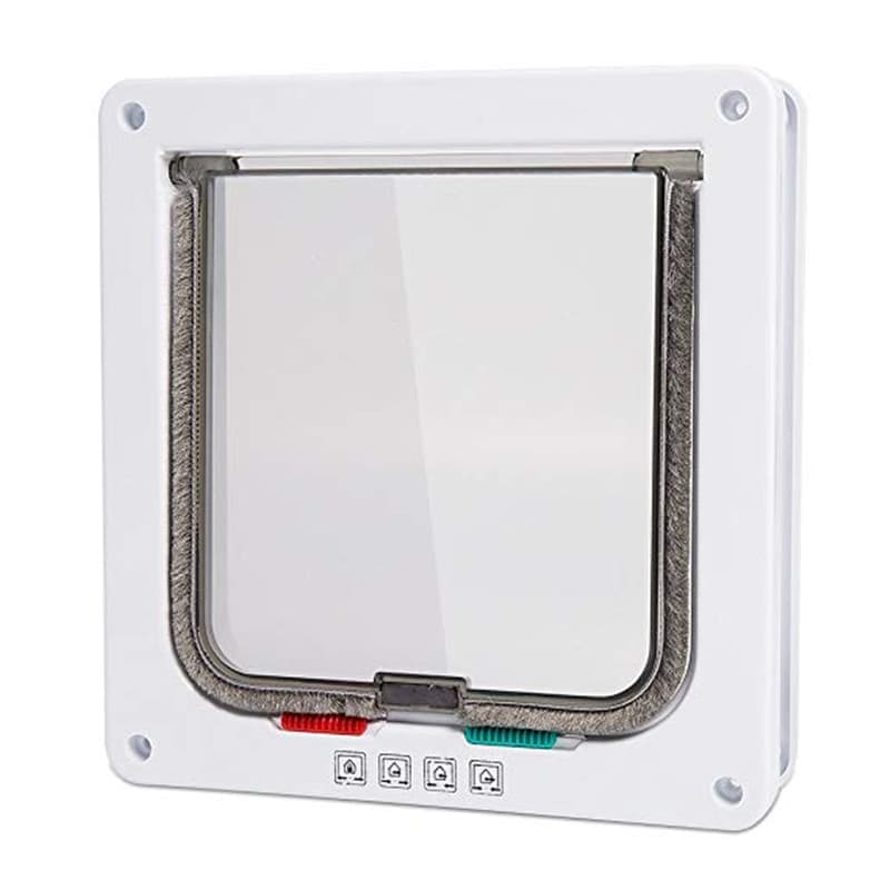 4-Way Locking Cat Flap for Small Dogs and Cats, Easy Installation, Brown, L