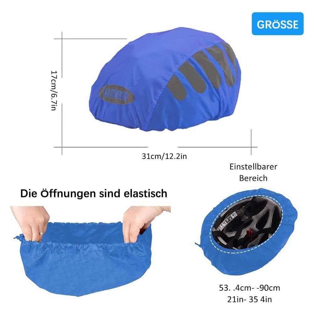Reflective Bicycle Helmet Cover, Water and Wind Resistant Rain Cover, Black
