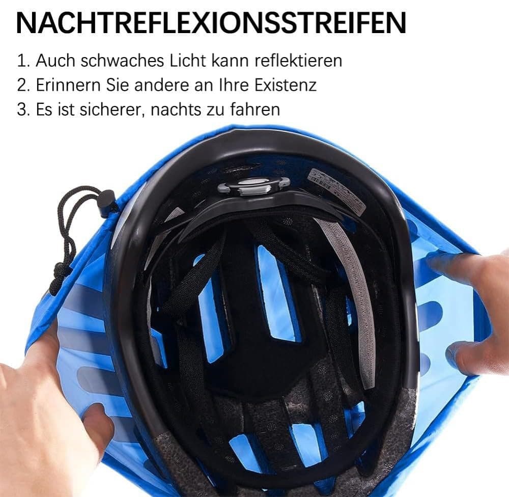 Reflective Bicycle Helmet Cover, Water and Wind Resistant Rain Cover, Black