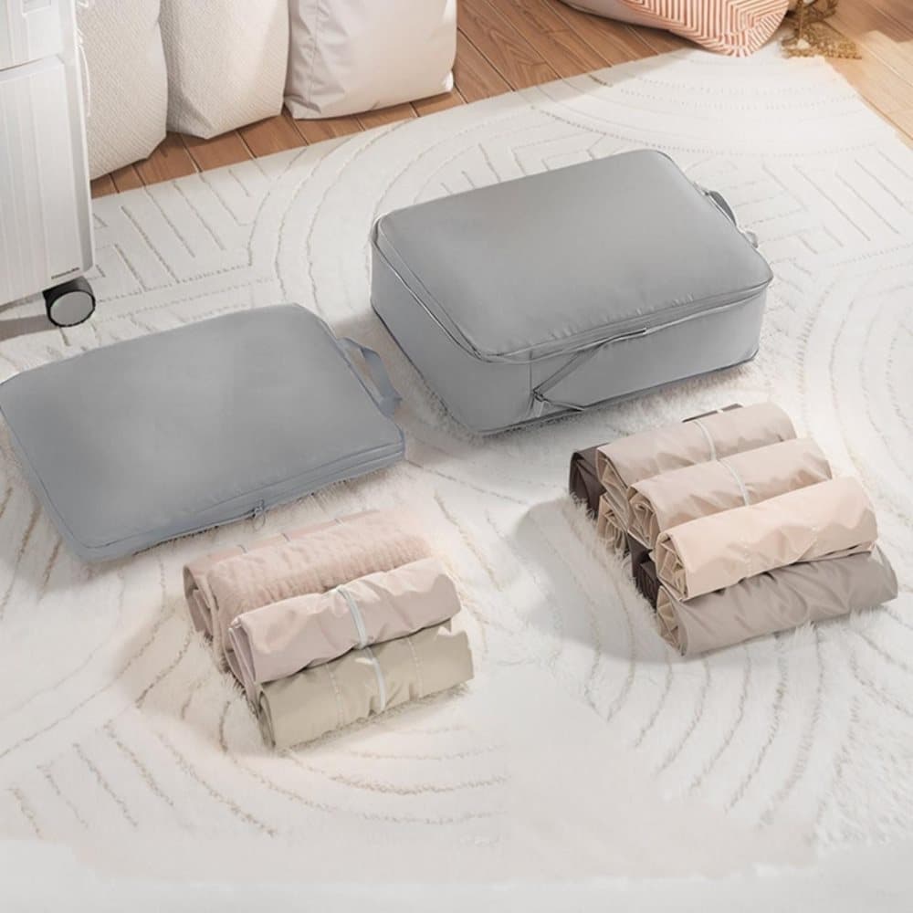 6-Piece Waterproof Travel Storage Bags Organizer for Suitcase, Gray, Compatible with Travel and Vacation