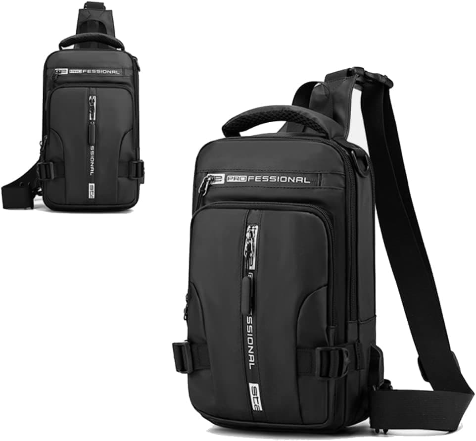 Men's Water Resistant Shoulder Bag with USB Charging Port, Cross Body Bag for Men and Women, Green
