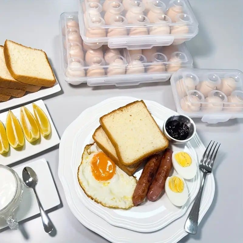 6-Compartment Egg Storage, Portable Transparent PP Material for Refrigerator Picnics Hiking, Purple