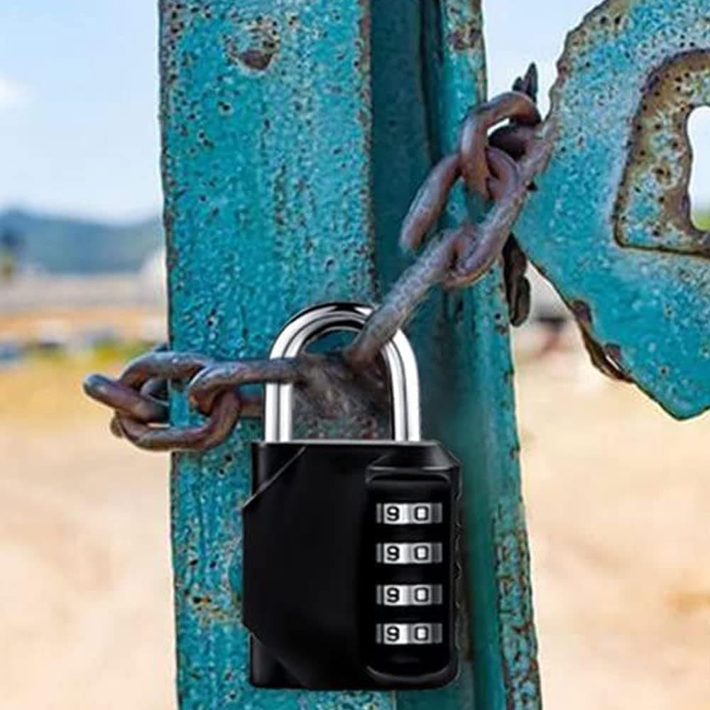 4-Digit Combination Lock with Long Shackle for Cabinets Fences Toolboxes Suitcases, 1.5\