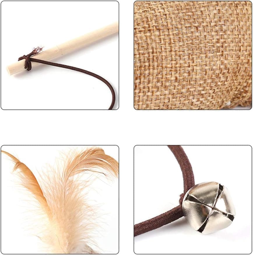 4 pcs Interactive Cat Toy with Bell and Teaser, for Playful Cats