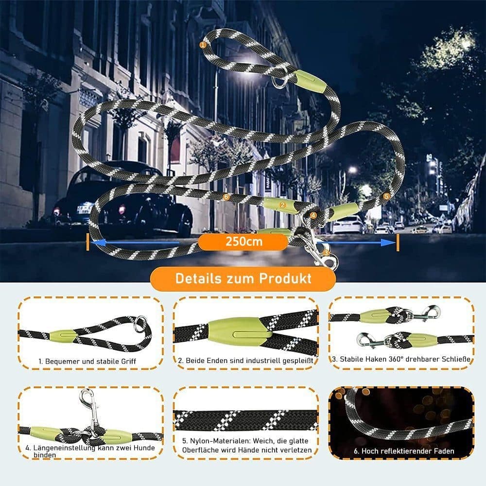 Reflective Hands-Free Dog Leash with Shoulder Strap for Jogging, Compatible with Small and Medium Dogs, Orange