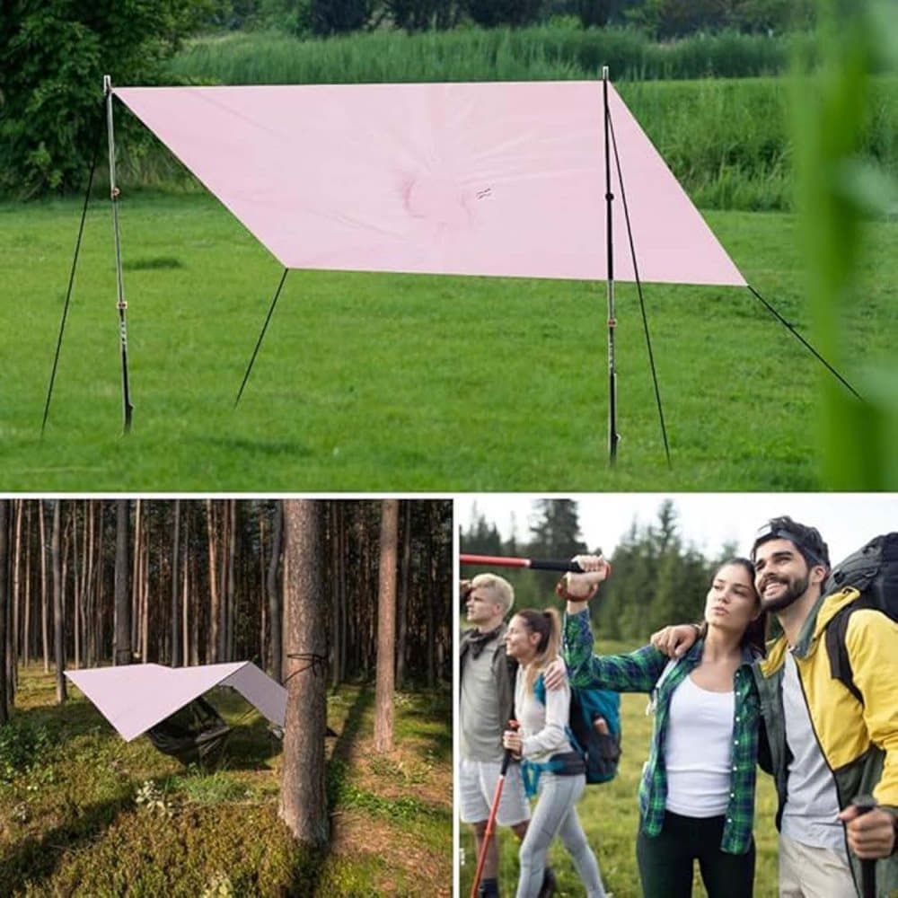 3-in-1 Multifunctional Waterproof Rain Jacket Poncho with Hood, Breathable Raincoat Pink